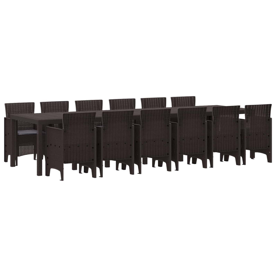 Garden Dining Set 13 pcs Brown Polt rattan