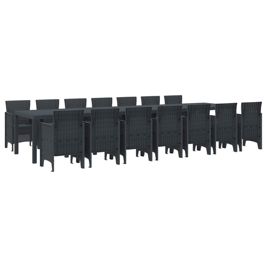 Garden Dining Set with Cushions 15 pcs Anthracite PP