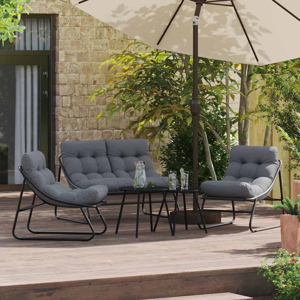 Garden Dining Set 5 pcs Black Steel