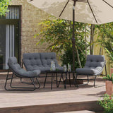 Garden Dining Set 5 pcs Black Steel