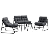 Garden Dining Set 5 pcs Black Steel - Front View