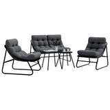 Garden Dining Set 5 pcs Black Steel - Side View