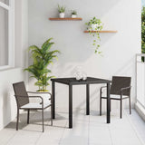 Garden Dining Set 3 pcs Brown and Black PE Rattan