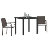Garden Dining Set 3 pcs Brown and Black PE Rattan - Side View