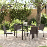 Garden Dining Set 5 pcs Brown and Black PE Rattan