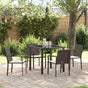 Garden Dining Set 5 pcs Brown and Black PE Rattan
