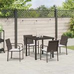 Garden Dining Set 5 pcs Brown and Black PE Rattan