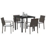 Garden Dining Set 5 pcs Brown and Black PE Rattan - Side View