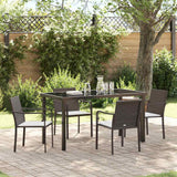 Garden Dining Set 5 pcs Brown and Black PE Rattan