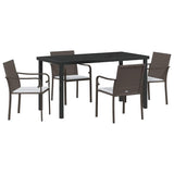Garden Dining Set 5 pcs Brown and Black PE Rattan - Front View