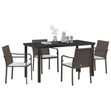Garden Dining Set 5 pcs Brown and Black PE Rattan