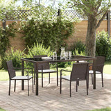 Garden Dining Set 5 pcs Brown and Black PE Rattan