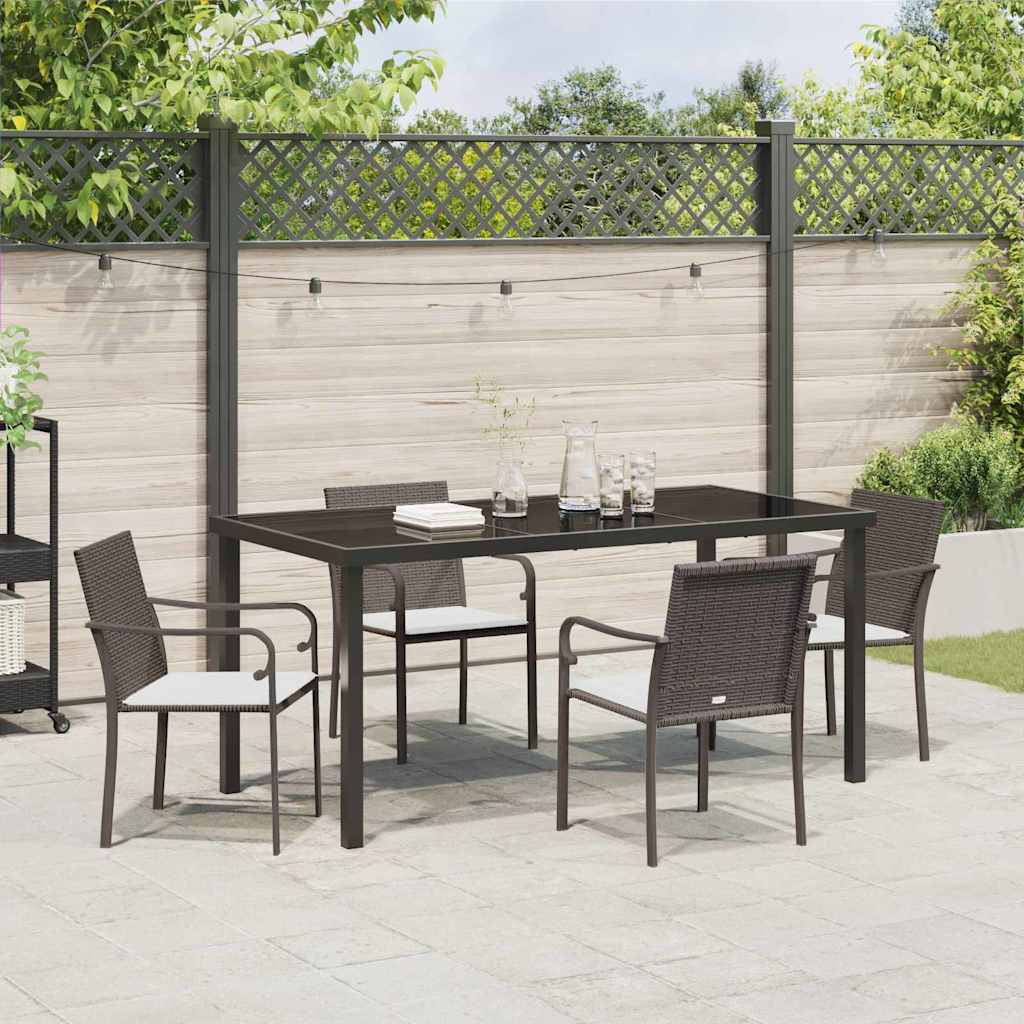 Garden Dining Set 5 pcs Brown and Black PE Rattan