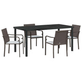 Garden Dining Set 5 pcs Brown and Black PE Rattan