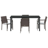 Garden Dining Set 5 pcs Brown and Black PE Rattan