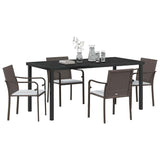 Garden Dining Set 5 pcs Brown and Black PE Rattan - Side View