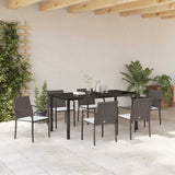 Garden Dining Set 7 pcs Brown and Black PE Rattan