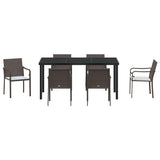Garden Dining Set 7 pcs Brown and Black PE Rattan