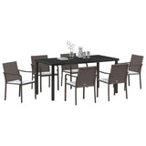 Garden Dining Set 7 pcs Brown and Black PE Rattan - Side View