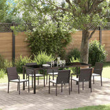 Garden Dining Set 7 pcs Brown and Black PE Rattan