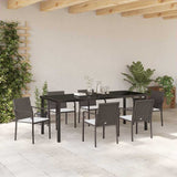 Garden Dining Set 7 pcs Brown and Black PE Rattan - Top-Down View