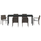 Garden Dining Set 7 pcs Brown and Black PE Rattan