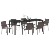 Garden Dining Set 7 pcs Brown and Black PE Rattan