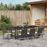 Garden Dining Set 9 pcs Brown and Black PE Rattan - Top-Down View