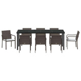 Garden Dining Set 9 pcs Brown and Black PE Rattan - Close-Up Angle