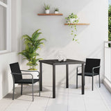 Garden Dining Set 3 pcs Black and Grey PE Rattan