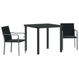 Garden Dining Set 3 pcs Black and Grey PE Rattan - Front View