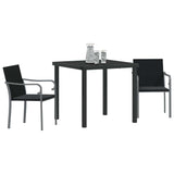 Garden Dining Set 3 pcs Black and Grey PE Rattan