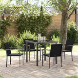 Garden Dining Set 5 pcs Black and Grey PE Rattan