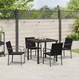 Garden Dining Set 5 pcs Black and Grey PE Rattan