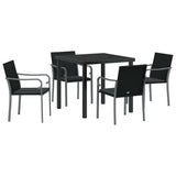 Garden Dining Set 5 pcs Black and Grey PE Rattan