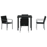 Garden Dining Set 5 pcs Black and Grey PE Rattan