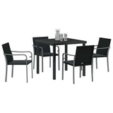 Garden Dining Set 5 pcs Black and Grey PE Rattan