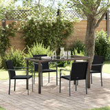 Garden Dining Set 5 pcs Black and Grey PE Rattan