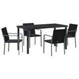 Garden Dining Set 5 pcs Black and Grey PE Rattan