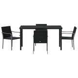 Garden Dining Set 5 pcs Black and Grey PE Rattan