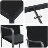 Garden Dining Set 5 pcs Black and Grey PE Rattan