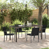 Garden Dining Set 5 pcs Black and Grey PE Rattan