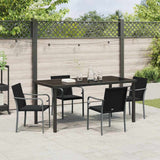 Garden Dining Set 5 pcs Black and Grey PE Rattan