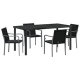 Garden Dining Set 5 pcs Black and Grey PE Rattan - Front View