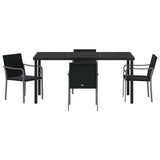 Garden Dining Set 5 pcs Black and Grey PE Rattan