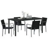 Garden Dining Set 5 pcs Black and Grey PE Rattan
