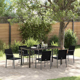 Garden Dining Set 7 pcs Black and Grey PE Rattan