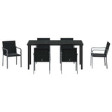 Garden Dining Set 7 pcs Black and Grey PE Rattan - Close-Up Angle