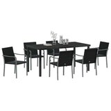 Garden Dining Set 7 pcs Black and Grey PE Rattan - Side View
