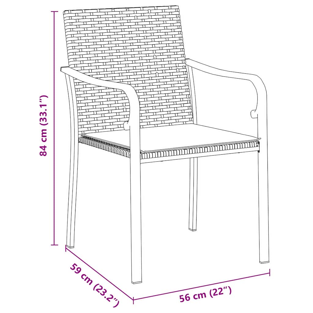 Garden Dining Set 7 pcs Black and Grey PE Rattan